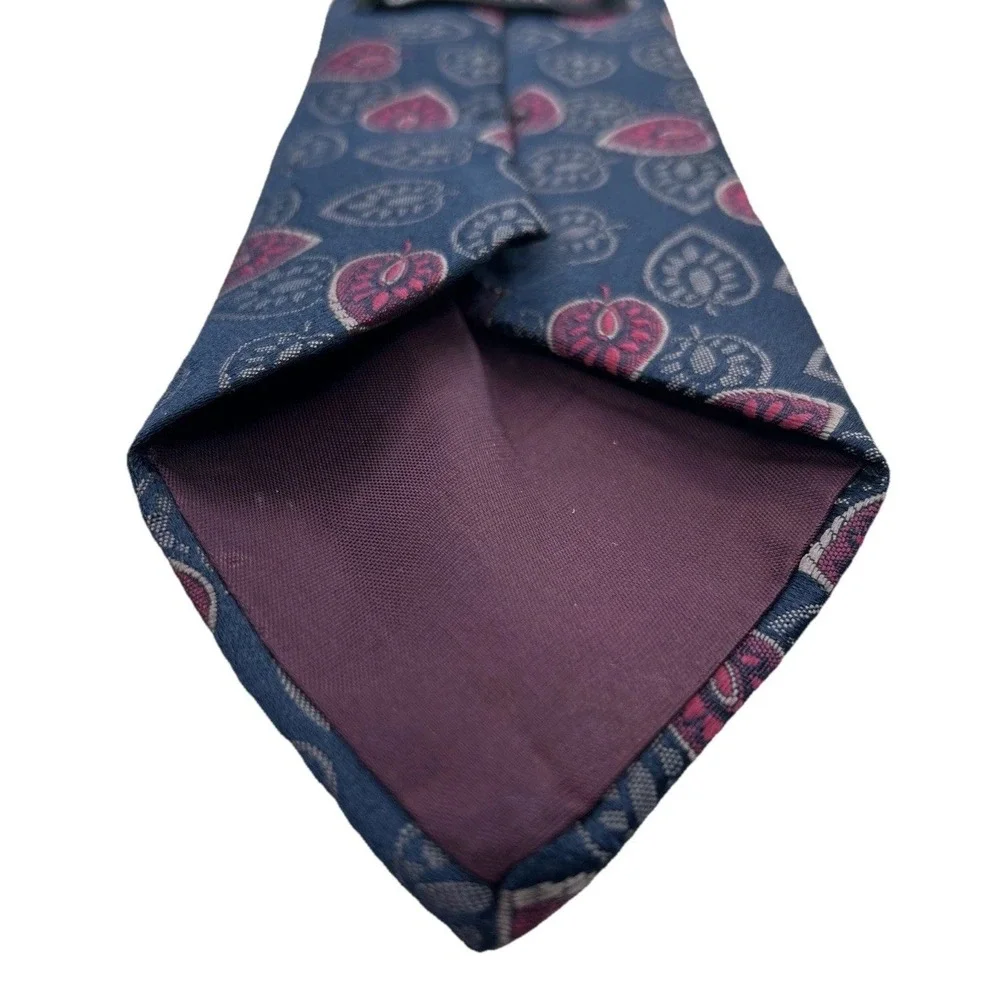 Men's Necktie American Edition Collection Palm Leaves Dark Navy With Red & Brown